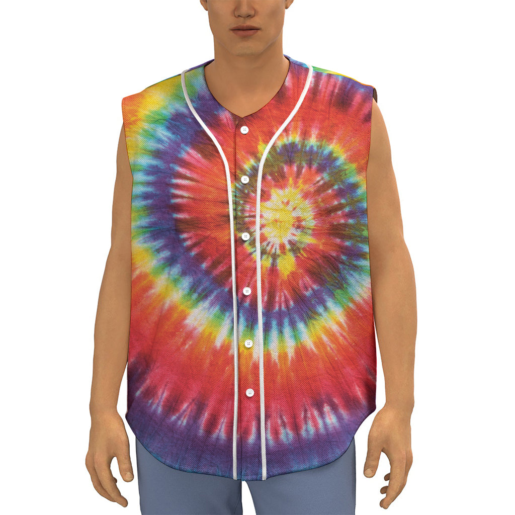Colorful Hippie Tie Dye Print Sleeveless Baseball Jersey