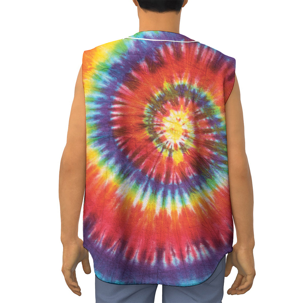 Colorful Hippie Tie Dye Print Sleeveless Baseball Jersey