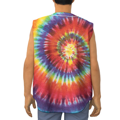 Colorful Hippie Tie Dye Print Sleeveless Baseball Jersey