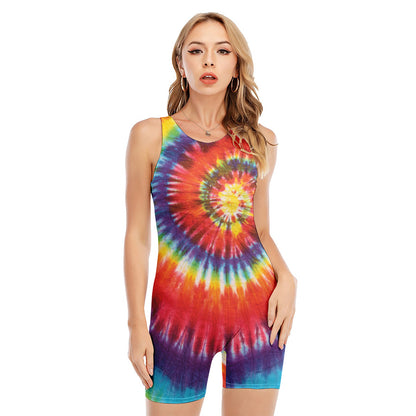 Colorful Hippie Tie Dye Print Sleeveless One Piece Swimsuit