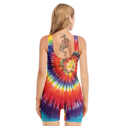 Colorful Hippie Tie Dye Print Sleeveless One Piece Swimsuit
