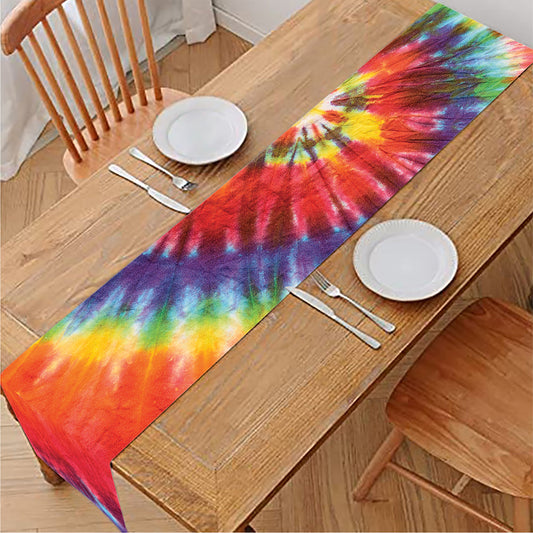Colorful Hippie Tie Dye Print Table Runner
