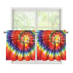 Colorful Hippie Tie Dye Print Tier Curtains