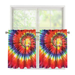 Colorful Hippie Tie Dye Print Tier Curtains