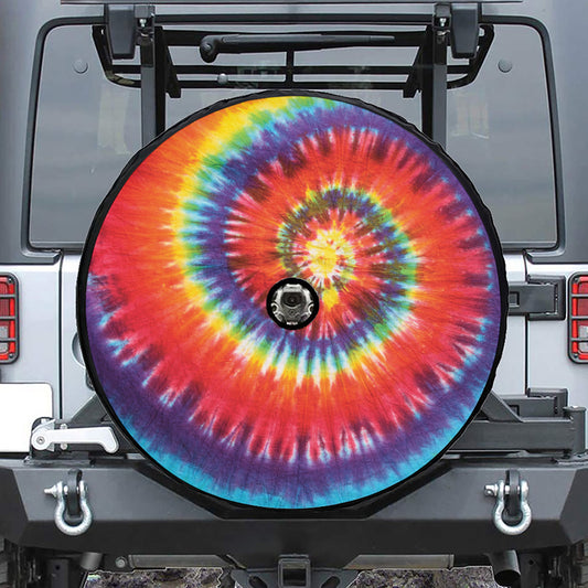 Colorful Hippie Tie Dye Print Tire Cover With Camera Hole