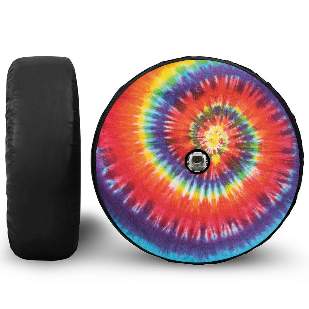 Colorful Hippie Tie Dye Print Tire Cover With Camera Hole