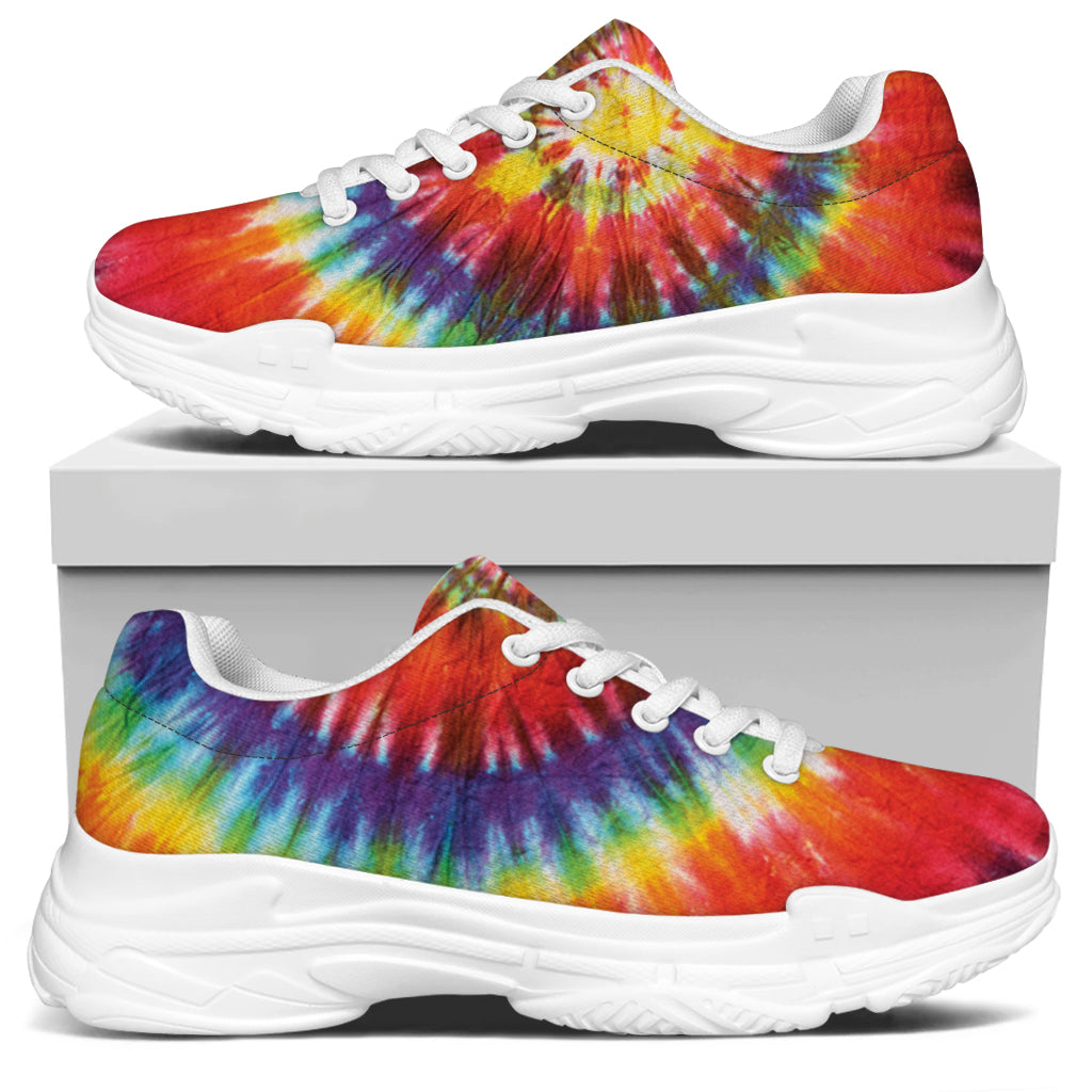 Colorful Hippie Tie Dye Print White Chunky Shoes