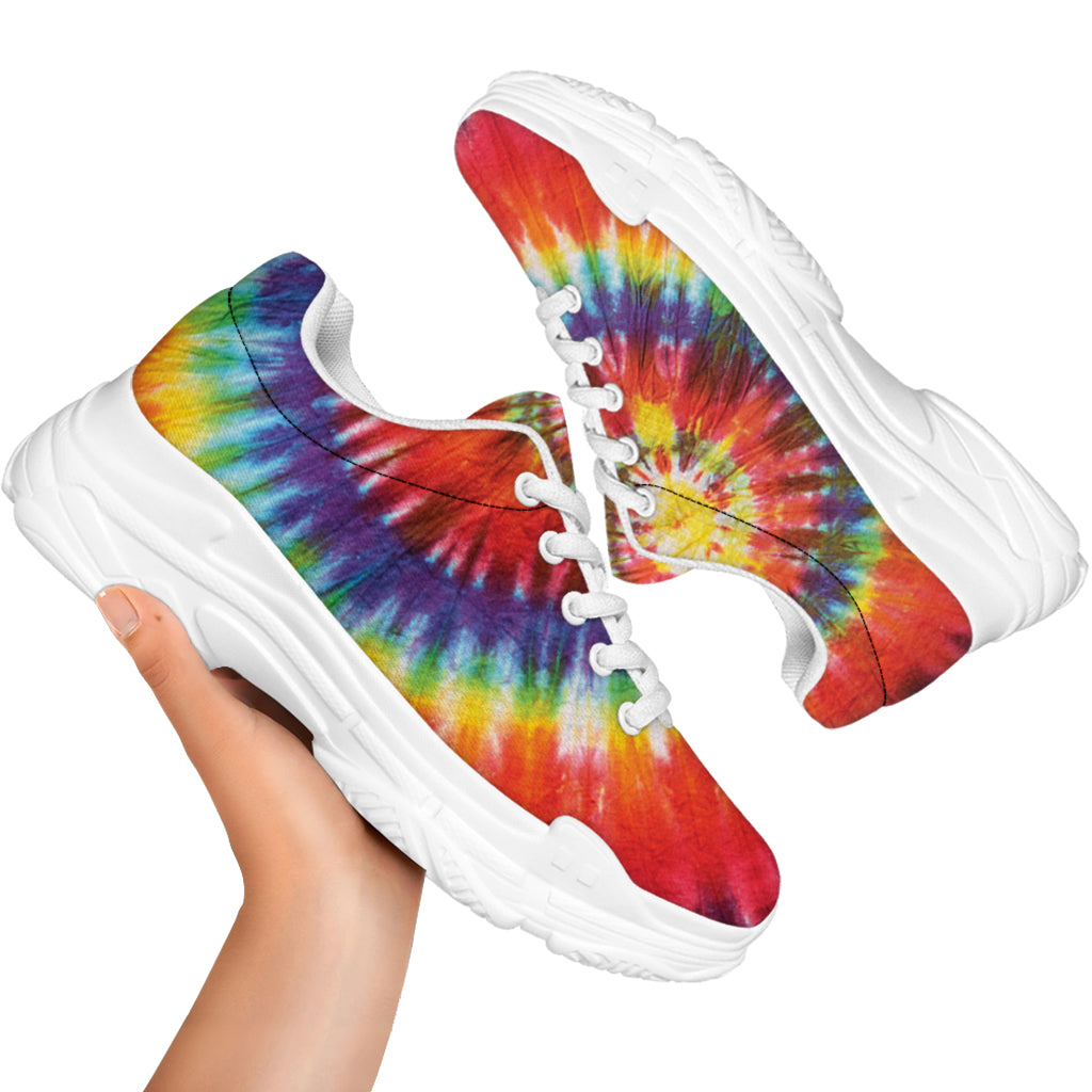Colorful Hippie Tie Dye Print White Chunky Shoes