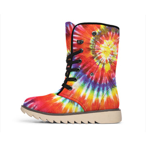 Colorful Hippie Tie Dye Print Winter Boots