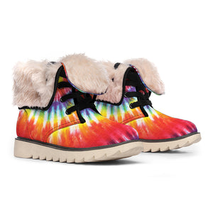 Colorful Hippie Tie Dye Print Winter Boots