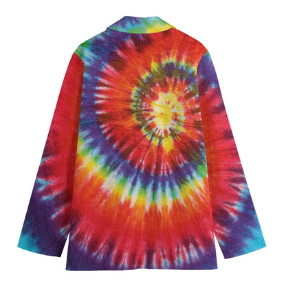 Colorful Hippie Tie Dye Print Women's Cotton Blazer