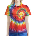 Colorful Hippie Tie Dye Print Women's Polo Shirt