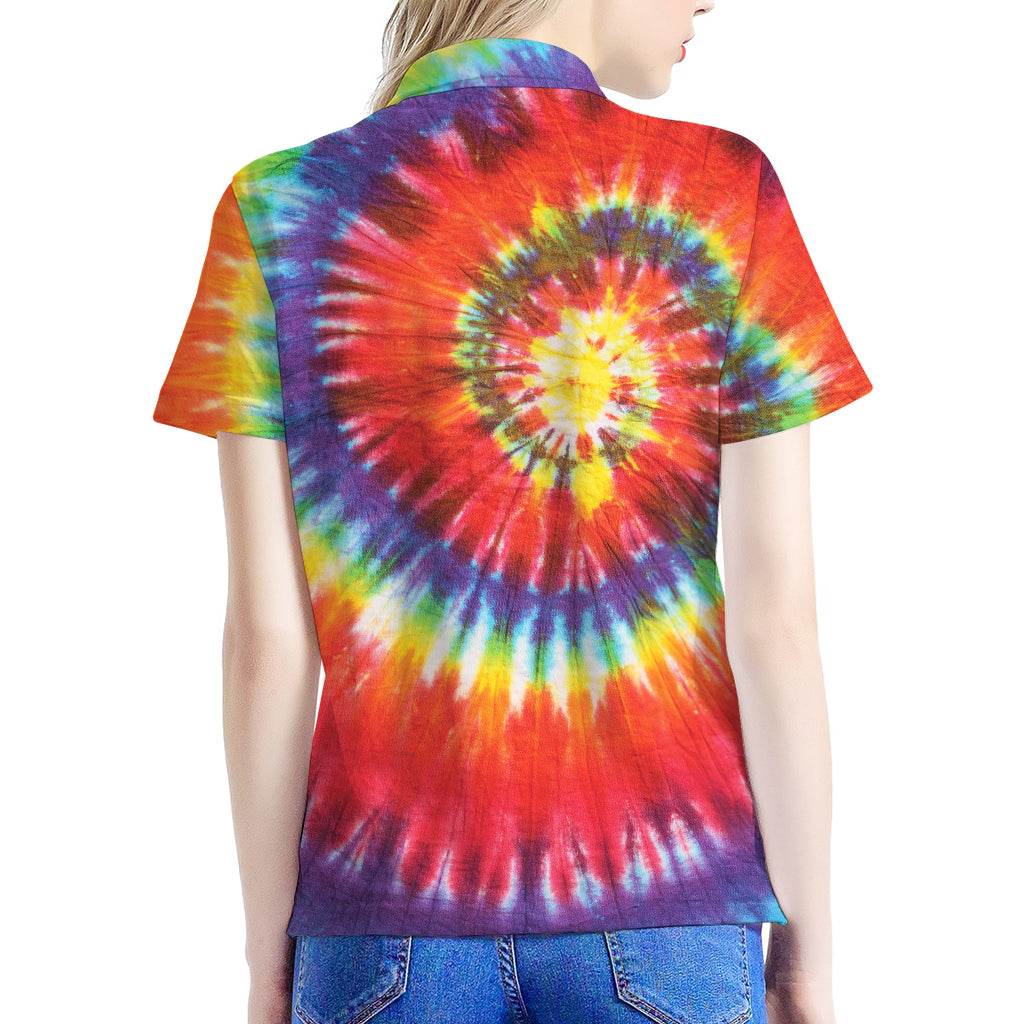 Colorful Hippie Tie Dye Print Women's Polo Shirt