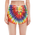 Colorful Hippie Tie Dye Print Women's Split Running Shorts