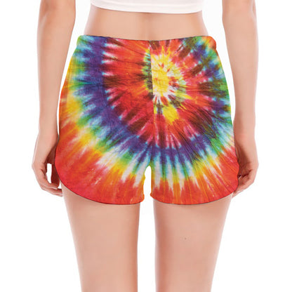 Colorful Hippie Tie Dye Print Women's Split Running Shorts