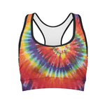 Colorful Hippie Tie Dye Print Women's Sports Bra