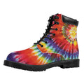 Colorful Hippie Tie Dye Print Padded Collar Lace Up Boots