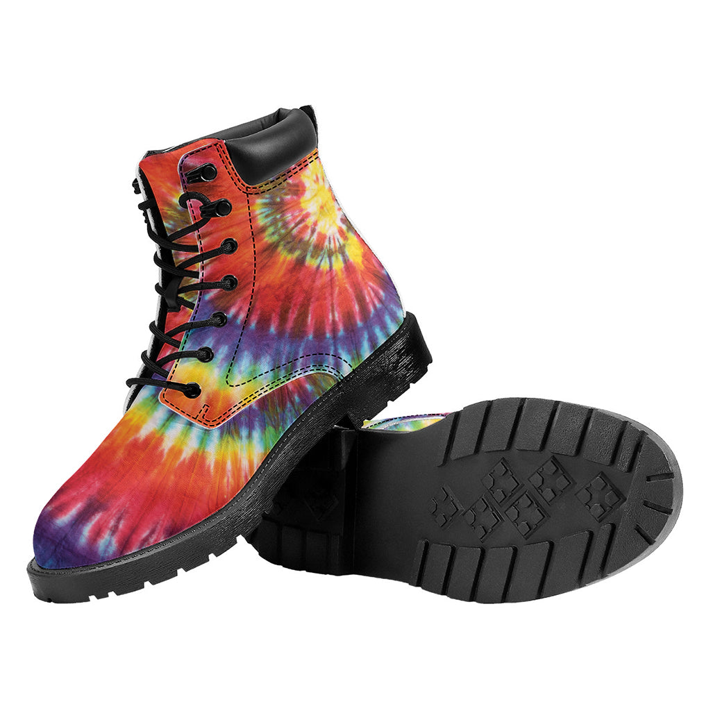 Colorful Hippie Tie Dye Print Work Boots