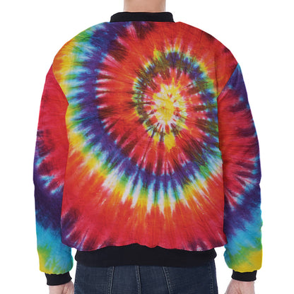 Colorful Hippie Tie Dye Print Zip Sleeve Bomber Jacket
