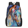 Colorful Horse Painting Print 17 Inch Backpack