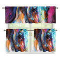 Colorful Horse Painting Print 3 Piece Kitchen Curtains