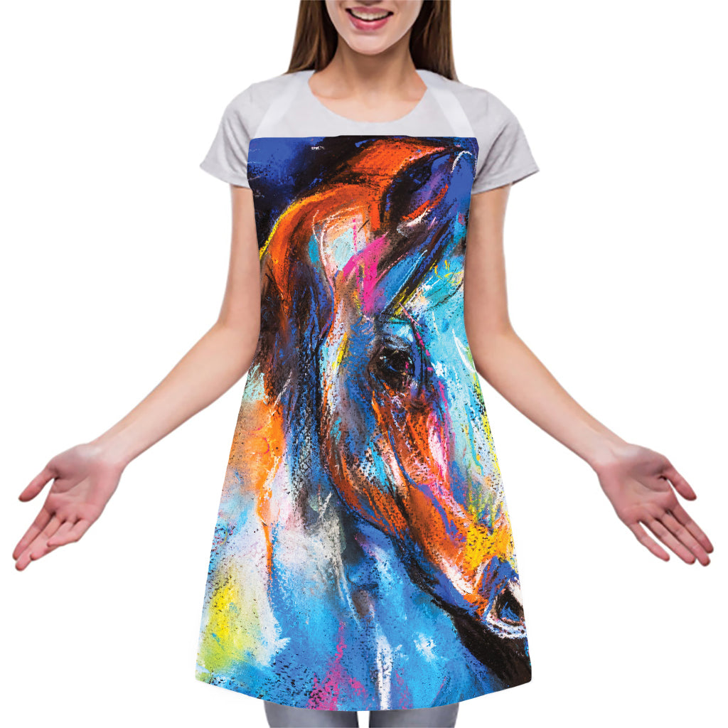Colorful Horse Painting Print Adjustable Apron