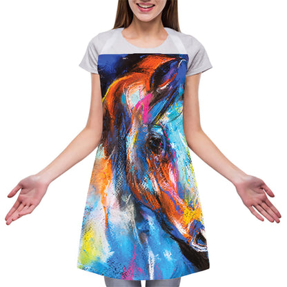 Colorful Horse Painting Print Adjustable Apron