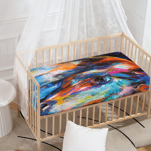 Colorful Horse Painting Print Baby Crib Sheet