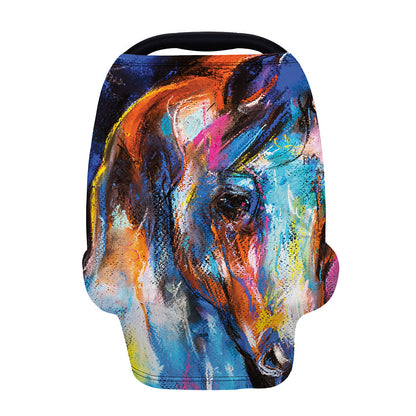 Colorful Horse Painting Print Baby Seat Cover