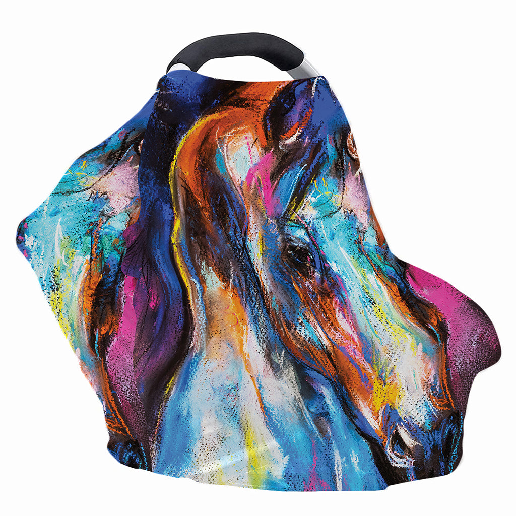 Colorful Horse Painting Print Baby Seat Cover
