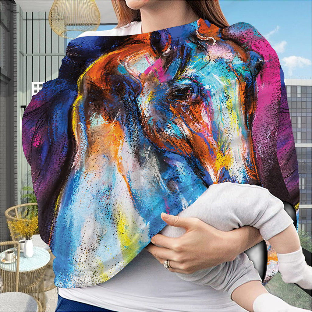 Colorful Horse Painting Print Baby Seat Cover