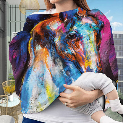 Colorful Horse Painting Print Baby Seat Cover