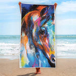 Colorful Horse Painting Print Beach Towel