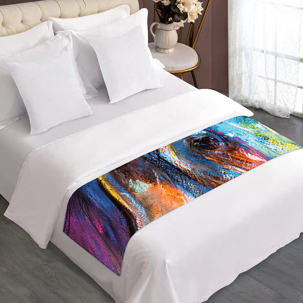 Colorful Horse Painting Print Bed Runner