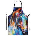 Colorful Horse Painting Print Bib Apron With Pocket