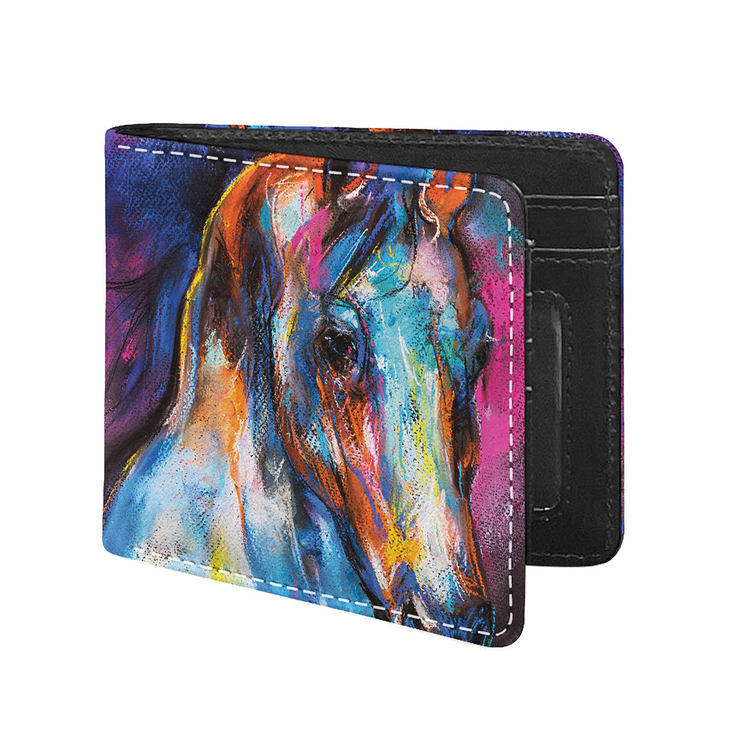 Colorful Horse Painting Print Bifold Wallet