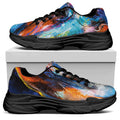 Colorful Horse Painting Print Black Chunky Shoes