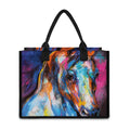 Colorful Horse Painting Print Canvas Tote Bag