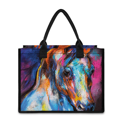 Colorful Horse Painting Print Canvas Tote Bag