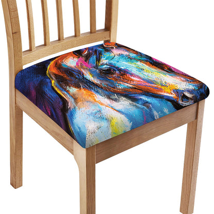 Colorful Horse Painting Print Chair Cushion Cover