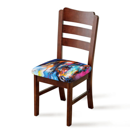 Colorful Horse Painting Print Chair Cushion Cover