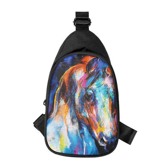 Colorful Horse Painting Print Chest Bag