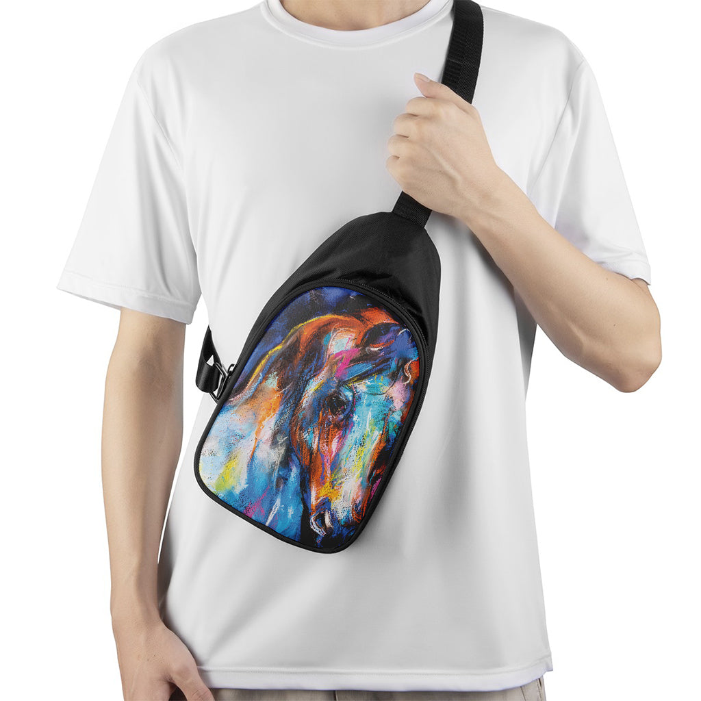 Colorful Horse Painting Print Chest Bag