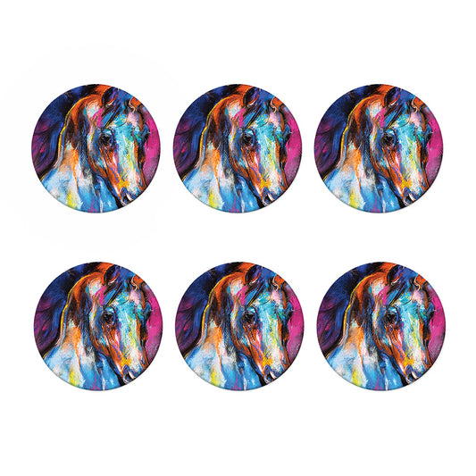 Colorful Horse Painting Print Coaster Set