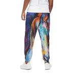 Colorful Horse Painting Print Cotton Pants