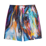 Colorful Horse Painting Print Cotton Shorts