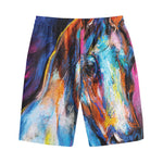 Colorful Horse Painting Print Cotton Shorts