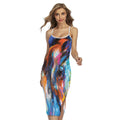 Colorful Horse Painting Print Cross Back Cami Dress