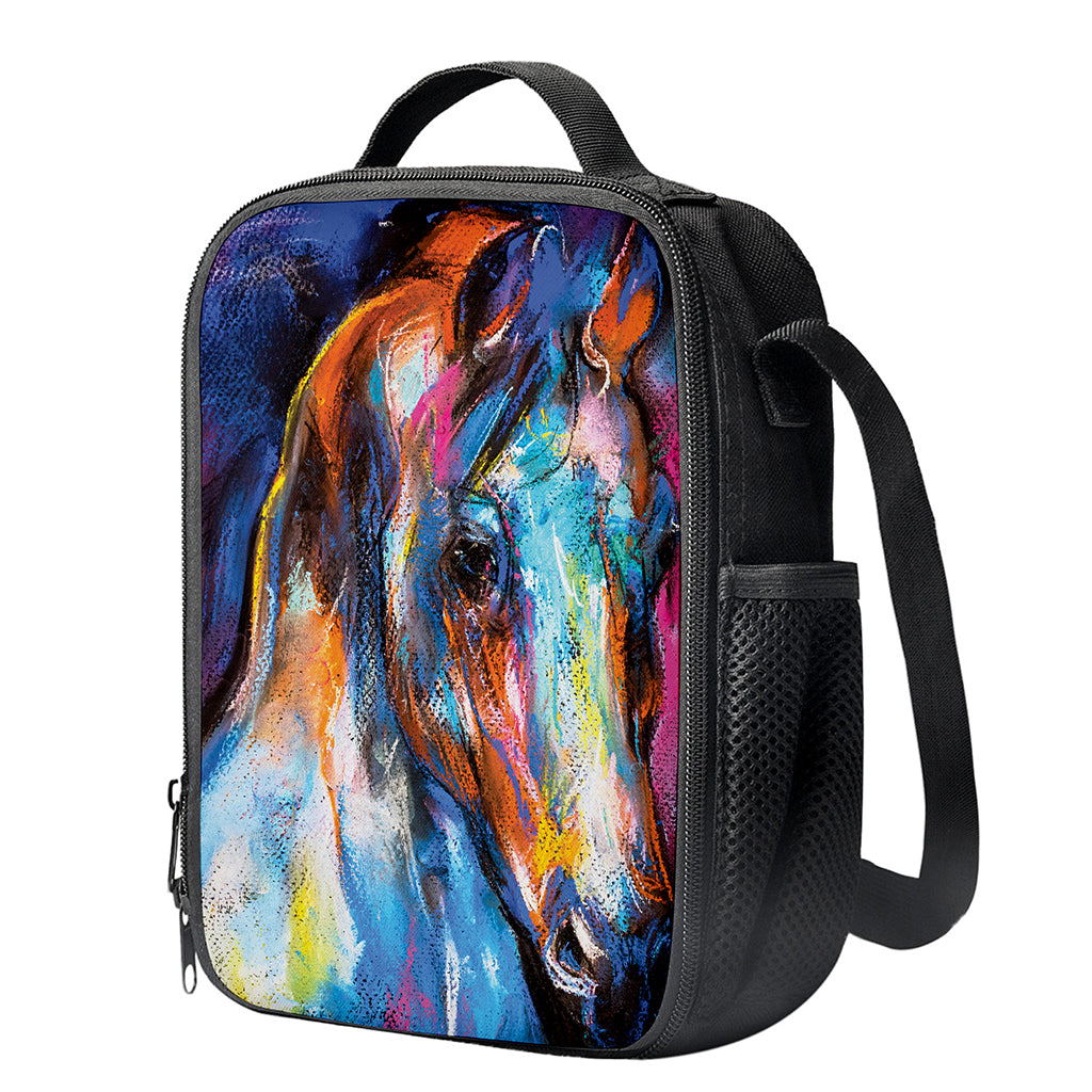 Colorful Horse Painting Print Crossbody Lunch Bag