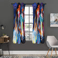 Colorful Horse Painting Print Grommet Curtain Panels